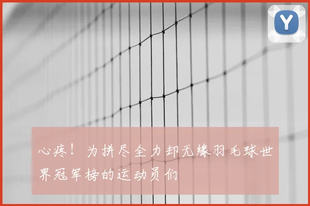 心疼！为拼尽全力却无缘羽毛球世界冠军榜的运动员们